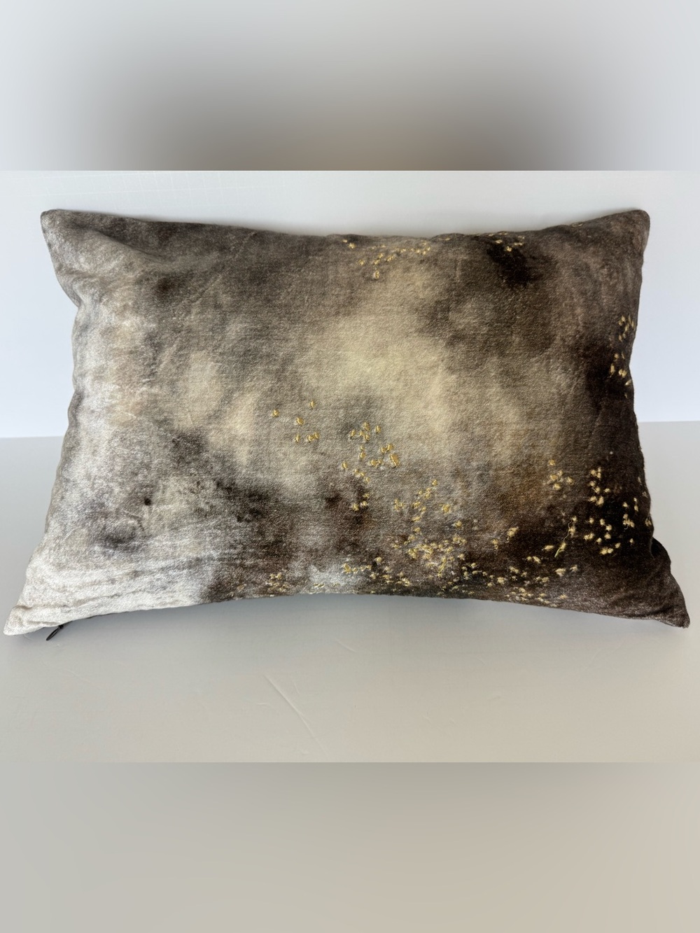 MICHAEL ARAM gray gold velvet metallic DECORATIVE PILLOW